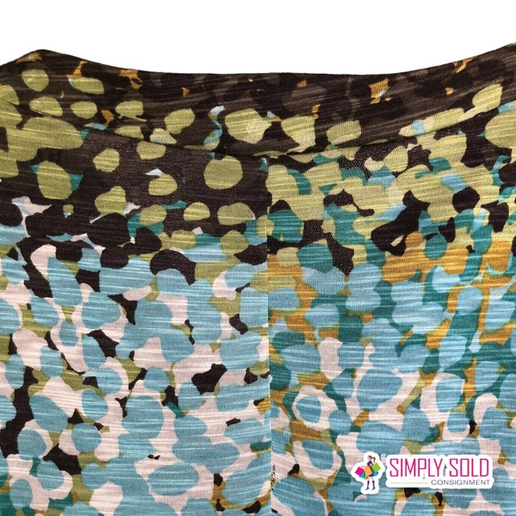 Papillon Blanc Women's A-Line Dress Long Sleeve V-Neck Blue Green Colorblock M - Picture 5 of 10